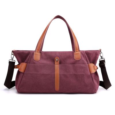 China Water Proof Canvas Travel Luggage Smart Bag For Woman With Leather Handle Big Capacity 2021 Manufacture for sale