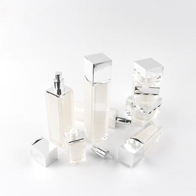 China ABS Cosmetic Top Selling OEM 15ML PMMA MS Diamond Square Bottle For Personal Care for sale