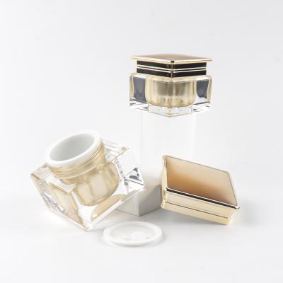 China Cosmetic Hot Sales Multi Optional Specification 50G 71.7mm Diameter Square Lens Bottle For Personal Care for sale