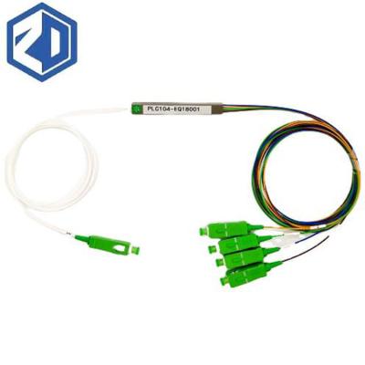 China FTTX Systems FTTH Mini Steel Tube Module 1X4 Fiber Optic PLC Splitter With SC APC Connectors for sale