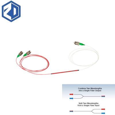 China Telecom Network 1X2 Ports Fiber Optic Fused WDM For 1310nm / 1550nm Wavelength for sale