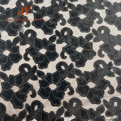 China Small Moq Tear-resistant Laser Cut Fabric Sequin Lace Mesh Embroidery Fabric For Dress for sale