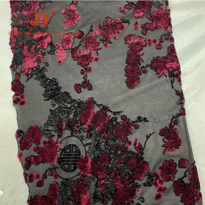 China A0572 Anti New Pill Flower Silk Fabric Burnout Fancy Velvet Fabric For Dress for sale