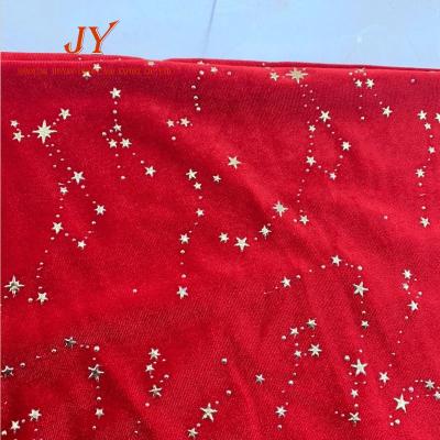 China Sustainable Star Shape Warp Velvet Hot Stamping Stretched Knitting Fabric For Festival for sale