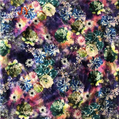 China Viable Velvet Fabric Vintage Floral Print Floral Price Per Meter Velvety Fabric Floral Print for sale