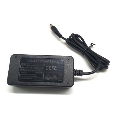 China Electronic Products CE FCC RoHs EMC LVD Certified Class II 12v 2000ma 24w Adapter 12v 2a Power Supply With 2 Ends Cable for sale