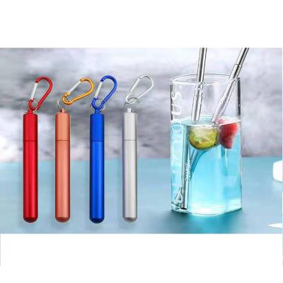 China Amazon Sustainable Success Metal Stainless Steel Reusable Drinking Collapsible Straw for sale