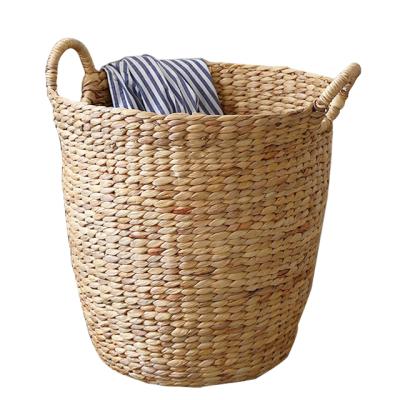 China Renel Sustainable Handmade Wicker Water Large Hyacinth Woven Dirty Cloth Baby Laundry Basket and Bags for sale