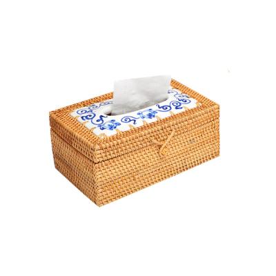 China eco-friendly & Renel Handmade Natural Rattan / Pure Paper Cloth / Box With Ceramic Cover For Home Hotel for sale