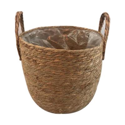 China Cheap Wholesale Europe Renel Basket For Potted Plants Water Hyacinth Hand Woven Plant Pot for sale