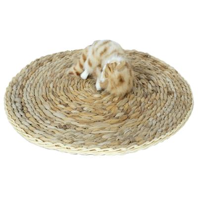 China Renel Hand Work Woven Water Sustainable Hyacinth Simple Round Mattress Dog Cat Pet Mat for sale