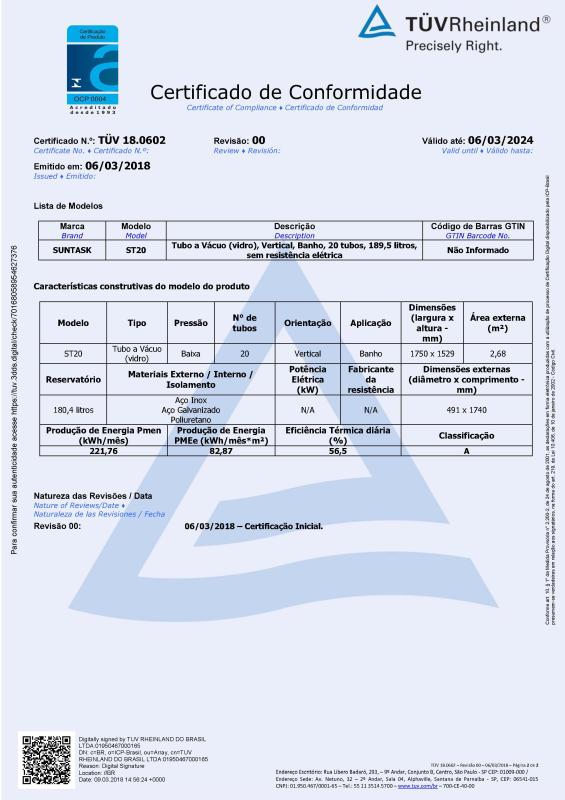 INMETRO - Zhejiang Shentai Solar Energy Co., Ltd.