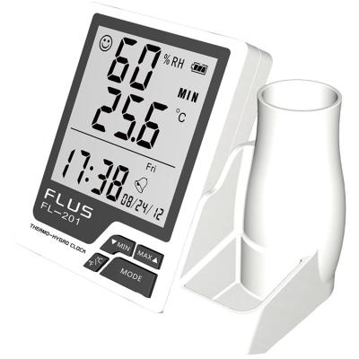 China Digital LCD Display Hygrometer Thermometer Temperature Humidity Meter Indoor Alarm Clock FL-201 for sale