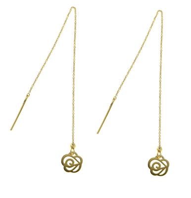 China Low Price Trendy Classic 18K Rose Gold Flower Dangling Earrings Solid Top Quality for sale