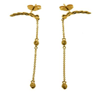 China Wholesale 18K Solid Gold Trendy High Level Fashion Dangle Chain Stud Earrings For Women for sale