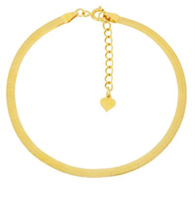 China Nickel Free Lead Free Professional Solid Yellow Fishbone Snake Chain Jewelry 18K Gold Plated Bracelets Charms for sale