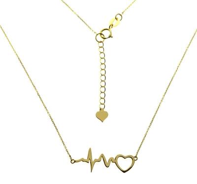 China Fashionable High Quality 18K Solid Gold Heartbeat Center Heartbeat Necklace Unisex Jewelry for sale