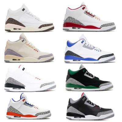 China Fashion \ AJ 3 Cardinal Retro Basketball Sneakers High Quality White Cement Chiffon Basketball Red Men Style Comfortable \ Durable \ Breathable \ Lit Shoes Other Fashionable Shoes for sale