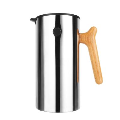 China PORTABLE SS 304 STEEL COFFEE POT BIRD FORM WOODEN HANDLE COFFEE JUG for sale