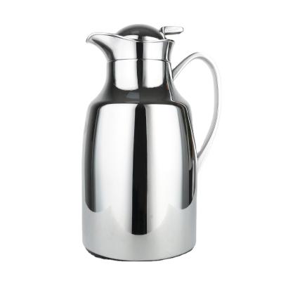 China 1.0L COFFEE POT PORTABLE HIGH END METAL BODY SILVER PLATED VACUUM BOTTLE WITH GLASS REFILLS for sale