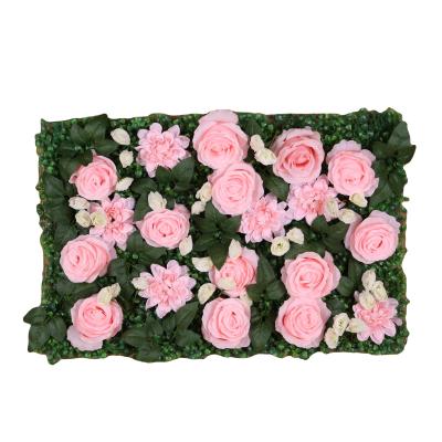 China Decoration For All Occasion Decorative Artificial Flower Silk Rose Flower Wall Panel Backdrop Wedding 3D Fabric Flowerwall Decorative Flowers For Wall for sale