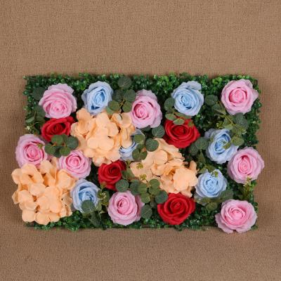 China Decoration For All Occasion Customized Wedding Decor 3D Roll Up Fabric Flower Walls Panel Backdrop Rose Peony Silk Artificial Flower Wall For Party Wall for sale