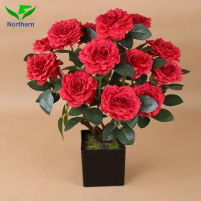 China Wedding& Wholesale home decoration real touch plastic rose artificial flowers bouquet happy birthday anniversary valentines gift for her for sale