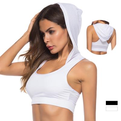 China Breathable Wholesale Breathable OEM Accept Sports Bra With Hoodie Print Sports Sleeveless Breathable Bra Top For Women for sale