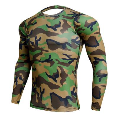 China Wholesale Mens Workout Breathable Gym Fitness Clothing Good Quality Camouflage Compression Shirt Long Sleeve Shirt for sale