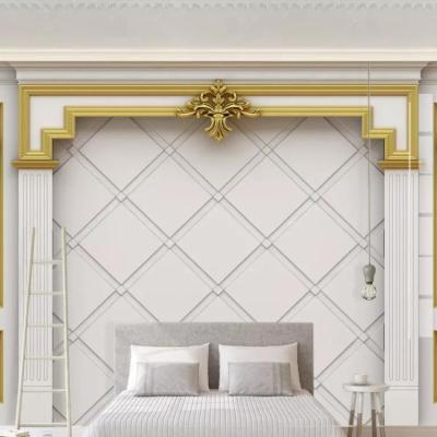 China European 3d simple three-dimensional gold lattice decorative wallpaper for sale