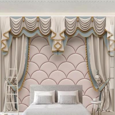 China European Beautiful Curtain European Carved Leather Soft Bag 3d TV Background Wall Wallpaper for sale