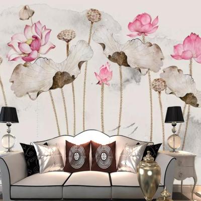 China Chinese ink lotus, Chinese painting, TV background wall wallpaper for sale