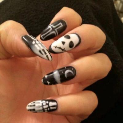 China New Pop Art Halloween Designs Press On Nails Full Cover 3D Full Cover 3D Private Label Design OEM ABS Fake Artificial Nails Ins for sale