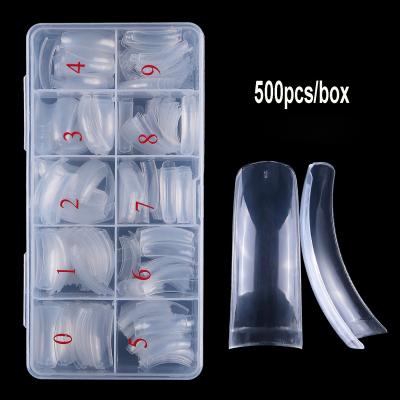 China French Nail Art False Nails Half Cover DIY Nail Art Natural Clear Long Square Nail Style Artificial Nail Tips 500pcs/box for sale