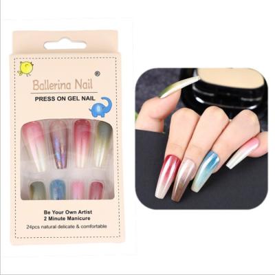 China New Design OEM Private Label Pop Art Long Coffin 24x Press On Nails Full Cover 3D Graphic False Nail Designs ABS ABS for sale