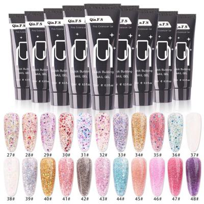 China DIY Nail Art Beauty Hot OEM 15ml 30ml Poly Extension UV Gel With Glitter Nail Extension Builder Customized Private Label Poli Poliestila Acrylic Gel for sale