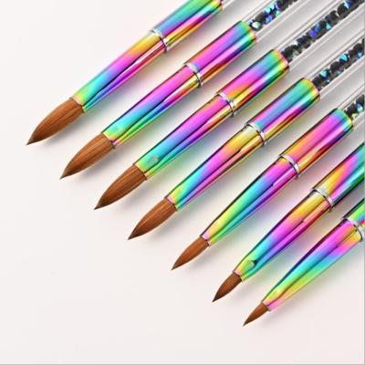 China Professional Manicure Brushes Park Professional UV Gel Nail Art Brush Kolinsky Professional UV Gel Nail Handle OEM Rainbow Brushes Acrylic Size 2 Supplier 4 6 8 10 12 14 Wholesale Hot for sale