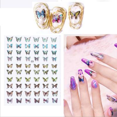 China Magic Adhesive Nail Sticker Kids Girl Nail Art Stickers Waterproof Laser DIY Butterfly Nail Art Decoration Hot Selling 3D Nail for sale