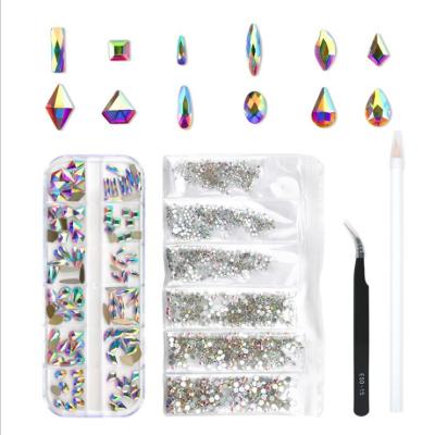 China Extremely Shiny Hot Private Label OEM Amazon DIY Nail Art Rhinestone Kit Jewelry Decoration Gem Charms Bulk Wholesale Rhinestone Set Supplier for sale