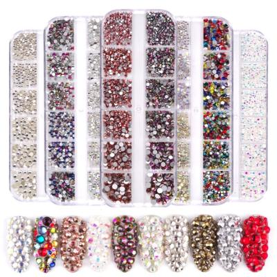 China Decorate Glass Nail Wholesale Art Decoration Factory Price Flatback Crystal For DIY Rhinestones Flat Bottom Nail Multi-size 1440pcs for sale