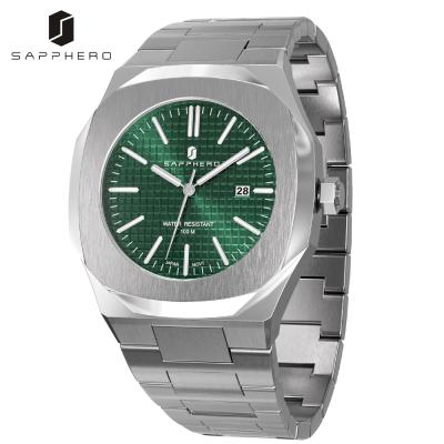 China SAPPHERO Auto Date Watches For Men 100M Waterproof Luxury Fashion Stainless Steel Men's Simple Quartz Watch Wristwatch for sale