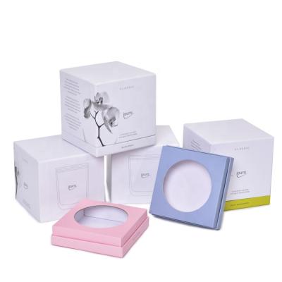 China Recycled Materials Wholesale Recyclable Paper Luxury Gift Box Logo White Cardboard Candle Jars Candle Jars Boxes Packaging With Die Cut Insert for sale