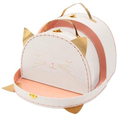 China Recycled Materials Custom Printed Cardboard Baby Toy Storage Paper Packaging Gift Rigid Suitcase Box With Handle for sale