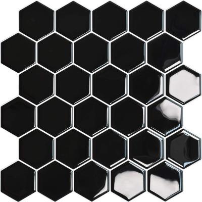 China New Waterproof+Self-adhesive PU DIY Hexagon Peel And Stick Stretching Self Adhesive Waterproof Wall Tile For Bathroom for sale