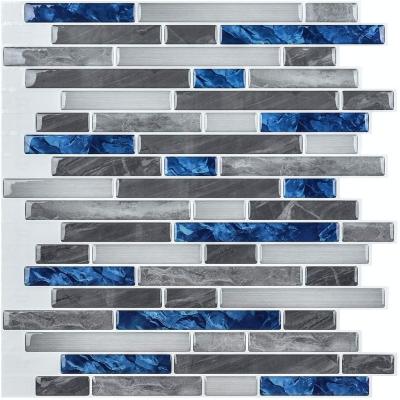 China Waterproof+Self-adhesive Wholesale DIY PU Mosaic Backsplash Kitchen Decorative Peel And Stick Wall Tile Oil-proof Removable Self Adhesive for sale