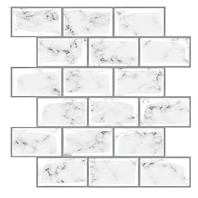 China Wholesale Waterproof+Self-adhesive Peel and Stick Wall Tile DIY Self-adhesive PU Backsplash Marble Subway Oil-proof for Kitchen for sale