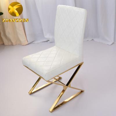 China Confortable home furniture stainless steel wedding chair white leather dining chairs metal dining chair for sale for sale