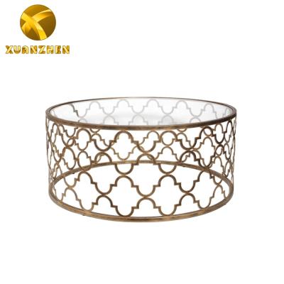 China Modern round coffee table extendable glass coffee table metal furniture living room coffee table for sale TT060 for sale