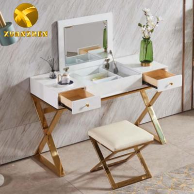 China Modern Stainless Steel Bedroom Furniture Dressing Table Designs For Bedroom Dressing Table Luxury Furniture White Dressing Table for sale