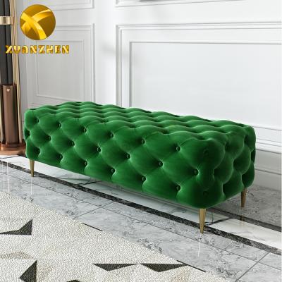 China Luxury comfortable furniture sofa set bench tufted button velvet metal leg stool benchs for sale BH001 for sale